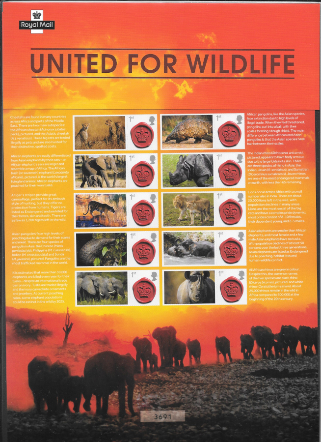 (image for) CS38 2018 United For Wildlife Royal Mail Commemorative Smilers Sheet